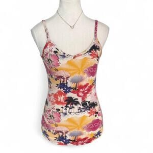 Multicoloured floral tank top Zara larrson 2000s OP 100% Cotton size small